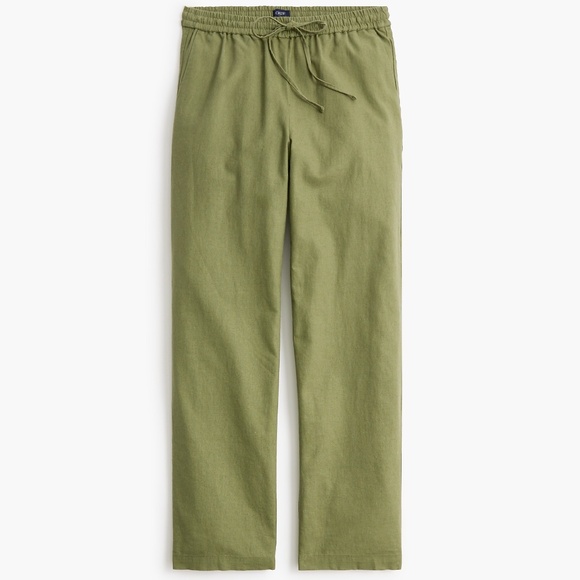 JCREW Size 4 Linen-Blend Slim Wide-Leg Drawstring Pant General Surplus $89 CG402 - Picture 1 of 4